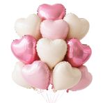 Kalp Folyo Balon Bej Pembe, 12 Adet Kalp Helyum Balon, Bej Kalp Balon, Düğün, Kalp Şeklinde Folyo Balon, Doğum Günü, Nişan, Anneler Günü Sevgililer Günü için Kalp Balonları