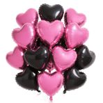 Kalp Folyo Balon Siyah Pembe, 12 Adet Kalp Helyum Balon, Siyah Kalp Balon, Düğün, Kalp Şeklinde Folyo Balon, Doğum Günü, Nişan, Anneler Günü, Sevgililer Günü için