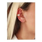Kalp Model Zirkon Taşlı Model Gold Renkli Kıkırdak Sıkıştırmalı Küpe Earcuff