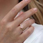 Kalp Pndr Model Pembe Zirkon Taşlı Gold Gümüş Yüzük