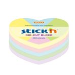 Kalp şeklinde yapışkanlı not defteri, 250 yaprak, kağıttan, pastel renkler, 6,4 x 6,7 cm Mimbek