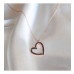 Kalp Siyah Zirkon Taşlı Rose Gold Kaplama Gümüş Kolye
