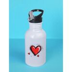 Kalp Teması Baskılı Matara Suluk 600 ml - Sporcu Suluğu, Büyük Suluk, Spor Matara, Sporcu Sulukları