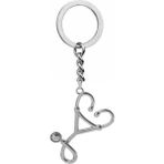 Kalp ve Steteskop Figürlü Anahtarlık – Zamak Metal Sağlık Temalı Unisex Aksesuar - Gümüş