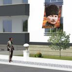 Kalpaklı Atatürk Poster Cephe Bayrağı -Bayrak - 1,5x2,25 metre