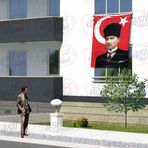 Kalpaklı Gazi Mustafa Kemal Atatürk Ay Yıldız Türk Bayraklı Poster Tören Kutlama Cephe Bayrağı