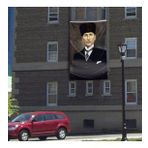 Kalpaklı Gazi Mustafa Kemal Atatürk Poster Dış Cephe Bayrağı-3x4,5metre