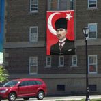 Kalpaklı Gazi Mustafa Kemal Atatürk Türkiye Poster Bayrak, Tören, Kutlama Anma Bayrağı - 3x4,5 metre