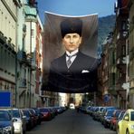 Kalpaklı Sivil Mustafa Kemal Atatürk Poster Cephe Bayrağı- 4x6 metre