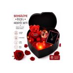 Kalpkutusu Kalp Hediye Kutusu Sevgiliye Özel Ayıcıklı Kar Küresi Kolye Seti Romantik Hediye