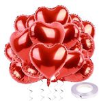 Kalpli balonlar, 25 adet, düğün dekorasyonu, helyum, balon, kırmızı kalpler, balon, sevgililer günü, evlilik teklifi, nişan, dekorasyon, folyo balon, düğün, doğum günü dekorasyonu, 45 cm