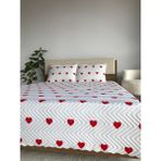 Kalpli Çift Kişilik 3 Parça Yatak Örtüsü Seti - 200X240 cm (Pvc Çantalı) - Kırmızı - Beyaz - 200 x 240 cm