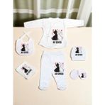 Kalpli Kedi Baskılı Bebek Hastane Çıkış Seti Yeni Doğan Bebek Hediyesi Bebeğe Hediye - 00-Beyaz - 0 - 12 Ay