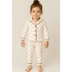 Kalpli Kız Bebek Alt Üst 2'li Pijama Takım- Kırmızı Beyaz | 3-6 ay