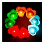 KALPLİ LED IŞIKLI MUM KIRMIZI MUM YEŞİL MUM BEYAZ MUM SARI MUM HEART LED LİGHT MULTİ COLORS 48 ADET