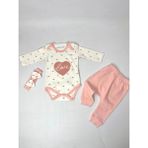 Kalpli Nakışlı Bebek Takımı - Somon - 3 - 6 Ay