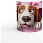 Kalpli Pembe Duvardan Bakan Basset Hound Temalı Baskılı Kupa Bardak - Renkli