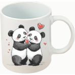 Kalpli Sevimli Panda Baskılı Beyaz Kupa Bardak Doğum Günü Hediyesi