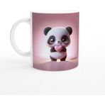 Kalpli Sevimli Panda Temalı Baskılı Kupa Bardak - Renkli