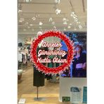 Kalpli Yuvarlak Tasarım Anneler Günü Cam Vitrin Sticker, Anneler Gününüz Kutlu Olsun Yazısı Mağaza Vitrin Süsü
