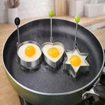 Kalp,Yıldız,Yuvarlak Şekilli Yumurta Kalıbı Saplı – Saplı Omlet Pancake Şekillendirici Kalıp | Yapışmaz Tavaya Uyumlu, Burger, Sandviç,