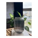 Kalya Concept Dekoratif Line Vazo Füme Büyük Boy 20*13 Cm - Nervürlü Cam Origami Stil Pinterest