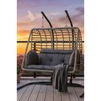 Kalyon Home Salina Çift Kişilik Bahçe Salıncağı Balkon Salıncağı Ayaklı Salıncak Gri Sentetik Rattan 200 cm
