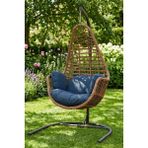 Kalyon Home Sardinya Rattan Tek Kişilik Bahçe Salıncağı -Yumurta Balkon/teras Salıncağı, Su Itici Minder, 120 kg - Lacivert