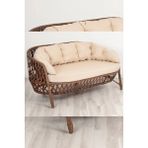 Kalyon Home Sicilya 3+1+1 Rattan Örgü Bahçe Mobilyası Yuvarlak Cam Masa - Bej