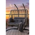 KalyonHome Salina Çift Kişilik Bahçe Salıncağı Balkon Salıncağı Ayaklı Salıncak Gri Sentetik Rattan 200 cm