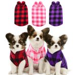 KAMA BRIDAL 3'lü Paket Köpek İlkbahar Sonbahar Kış Kaban Köpek Kazak Köpek Polar Yelek Kediler Küçük ve Orta Köpekler için İnce Köpek Kazak Kırmızı Pembe Mor Ekose (XXS)