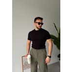 Kama Erkek Bisiklet Yaka Pamuk Regular Fit Kısa Kollu İnce Triko Tişört Siyah L