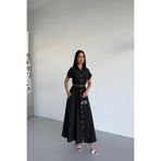 KAMACI BUTİK İNCE KEMERLİ ÇİZGİLİ GÖMLEK ELBİSE