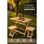 kamar Balkon Bahçe Mutfak 3'lü Bistro Set Katlanır Masa-2 Adet Tabure