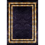 KamenskUralski Mor Çerçeveli Modern Geometrik Etnik Desenli Boho Makinada Yıkanabilir Hav Toz Vermez Leke Tutmaz Kaymaz Taban Dijital Makine Baskı Halı Oturma Odası Salon Yolluk Koridor Mutfak Halısı