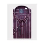 KAMER ERKEK REGULAR FIT KISA KOL %100 PAMUK ÇİZGİLİ BORDO GÖMLEK 9439R