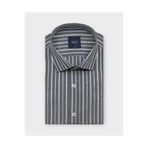 KAMER ERKEK SLIM FIT UZUN KOLLU BRİT YAKA CEPSİZ ÇİZGİLİ GRİ GÖMLEK 2442G