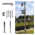 Kamera Direği, Paslanmaz Çelik CCTV Kamera Direği 6.5-23 ft, Zemin Taban Kafesi ve Vidaları ile Çıkarılabilir Ekleme Güvenlik Standı, Dayanıklı Gözetim Çözümü (Açık Kahve, 350cm)