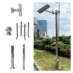 Kamera Direği, Paslanmaz Çelik Ekleme Güvenlik Kamerası Direği 6.5-23 ft, Zemin Taban Kafesi ve Vidaları ile Çıkarılabilir CCTV Standı, Dayanıklı Gözetleme Dağı (Açık Gri, 450cm)