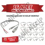 Kamera Kolay Montaj Kablosu Bnc-Power 16 Lı Tek Set Kargo Ücretsi