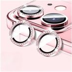 [KAMERA KORUYUCU] For 11/12/12Mini ile uyumlu Kamera Lens Koruyucu Metal Temperli HD Cam Çizilmeye Dayanıklı Kamera Koruyucu (Taşlı Pink, iPhone 11/12/12Mini)