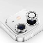 [KAMERA KORUYUCU] For 11/12/12Mini ile uyumlu Kamera Lens Koruyucu Metal Temperli HD Cam Çizilmeye Dayanıklı Kamera Koruyucu (Taşlı Silver, iPhone 11/12/12Mini)