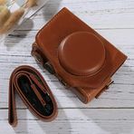 Kamera koruyucu kabuk for Canon Powershot SX730 HS / SX720 HS için kayışlı tam vücut kamera PU deri çanta çantası