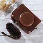 Kamera tillbehör for Canon Powershot SX730 HS / SX720 HS için kayışlı tam vücut kamera PU deri çanta çantası