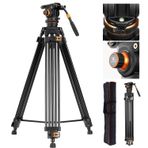 Kamera tripod, K&F Concept video tripod, 360° akışkan başlıklı video tripod, 191 cm kamera tripod, DSLR, video kamera, VA3+BV20 kameralar için, taşıma kapasitesi 10 kg