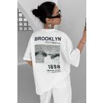 KAMILFA 1898 Brooklyn Beyaz Oversize Salas Boyfriend Kadın T-shirt