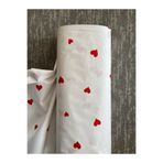 KAMİZ %100 Pamuk Kırmızı Kalp Poplin Kumaş- Nevresim-Çarşaf-Yastık Kılıfı-Elbise-Çanta-240 Cm Geniş En