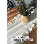 KAMİZ 2 Adet Fırfırlı Keten Runner 40x110