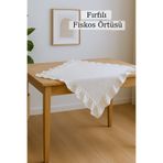 KAMİZ Fırfırlı Keten Runner Fırfırlı Fiskos Örtüsü Fırfırlı Masa Örtüsü Çeyiz Örtüsü