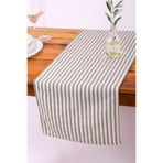 KAMİZ Gri Çizgili Keten Runner 40x150 Cm